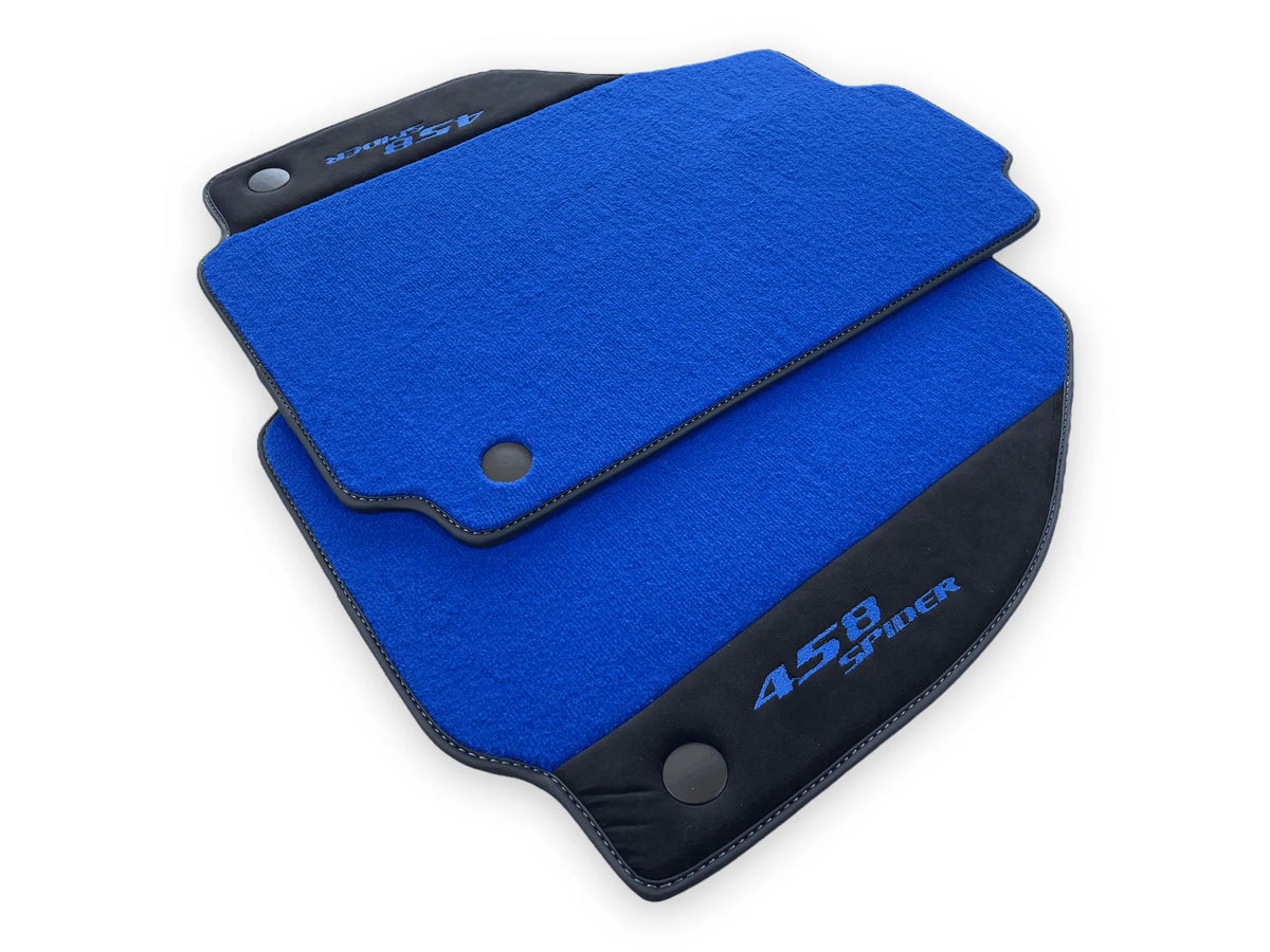 Blå Bilmatter For Ferrari 458 Italia 2009-2015 Med Alcantara Lær - AutoWin