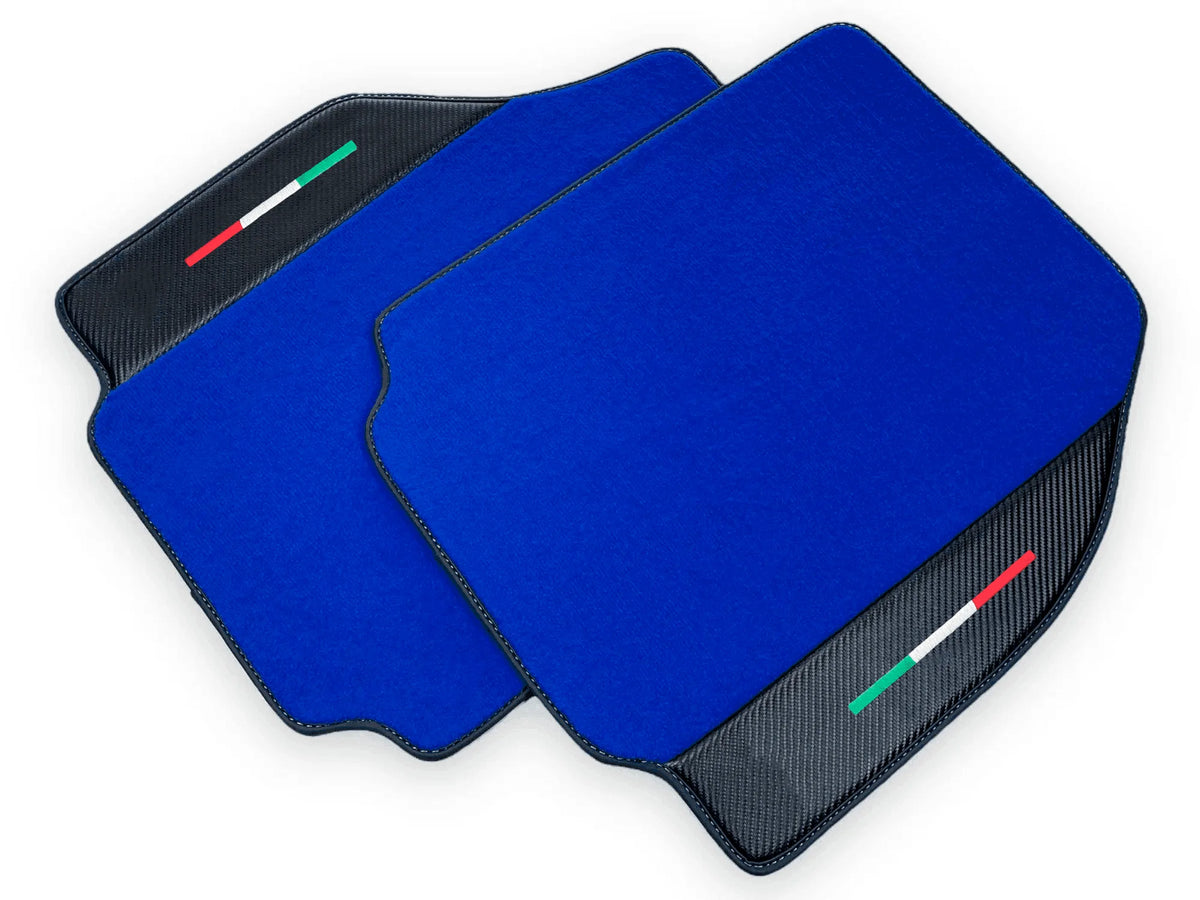 Blue Floor Mats For Ferrari 458 Speciale 2012-2015 Carbon Fiber Leather | Italian Edition