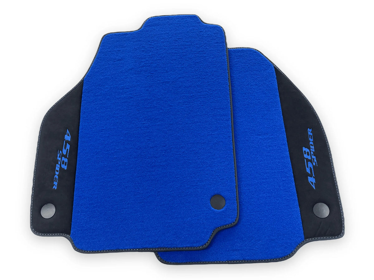 Blå Bilmatter For Ferrari 458 Spider 2012-2015 Alcantara Lær - AutoWin
