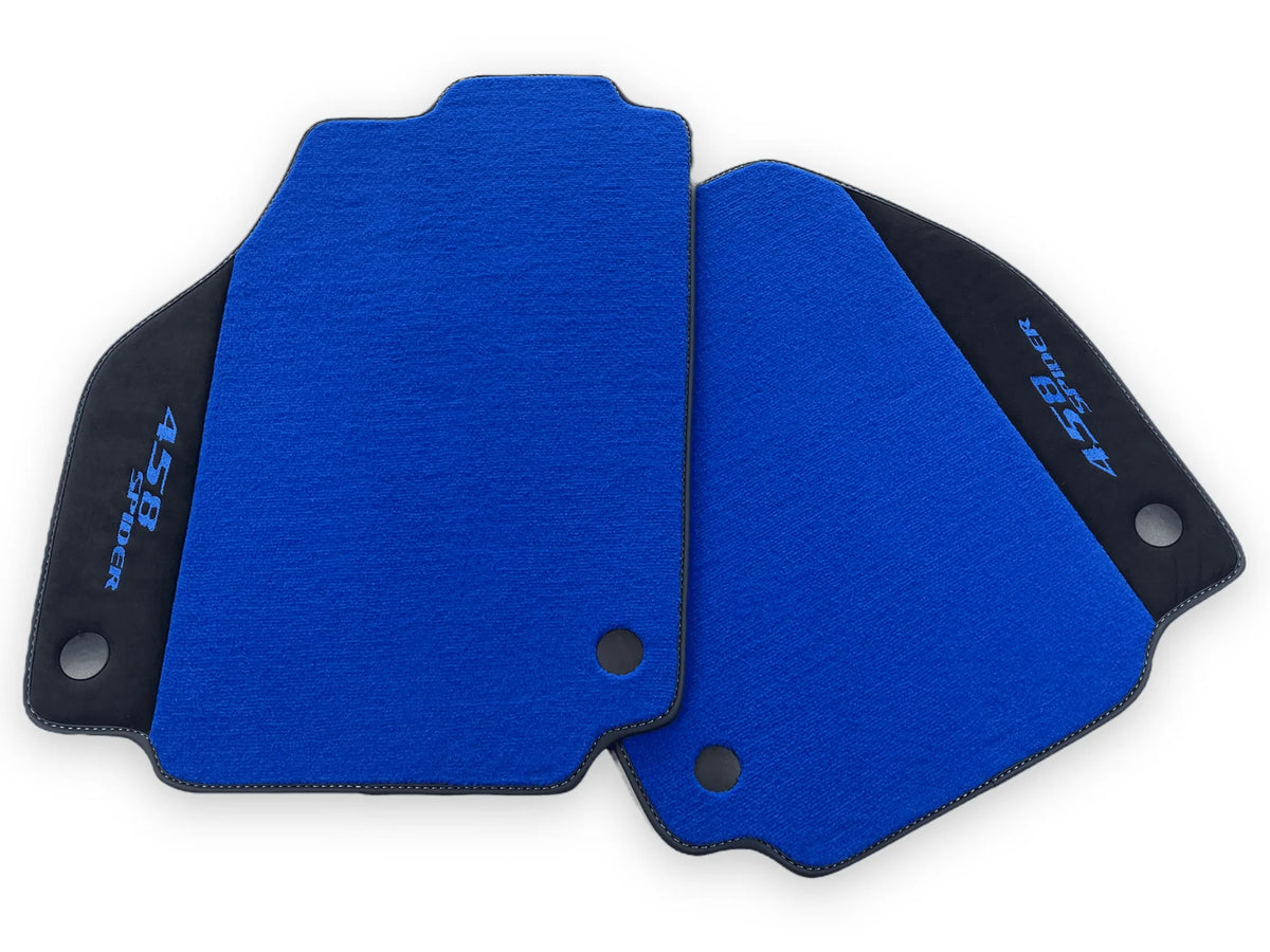Blå Bilmatter For Ferrari 458 Spider 2012-2015 Alcantara Lær - AutoWin