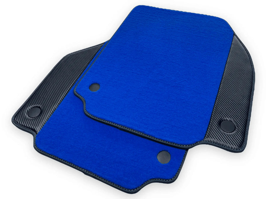 Blue Floor Mats For Ferrari 458 Spider 2012-2015 Carbon Fiber Leather - AutoWin