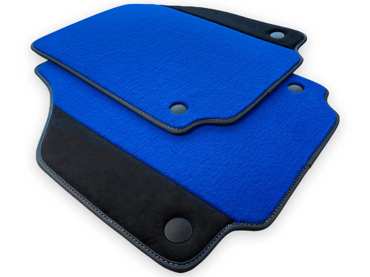 Blue Floor Mats For Ferrari 488 GTB 2016-2022 Carpets With Alcantara Leather - AutoWin