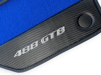 Blue Floor Mats For Ferrari 488 Gtb 2016-2022 Carpets With Carbon Fiber Leather - AutoWin