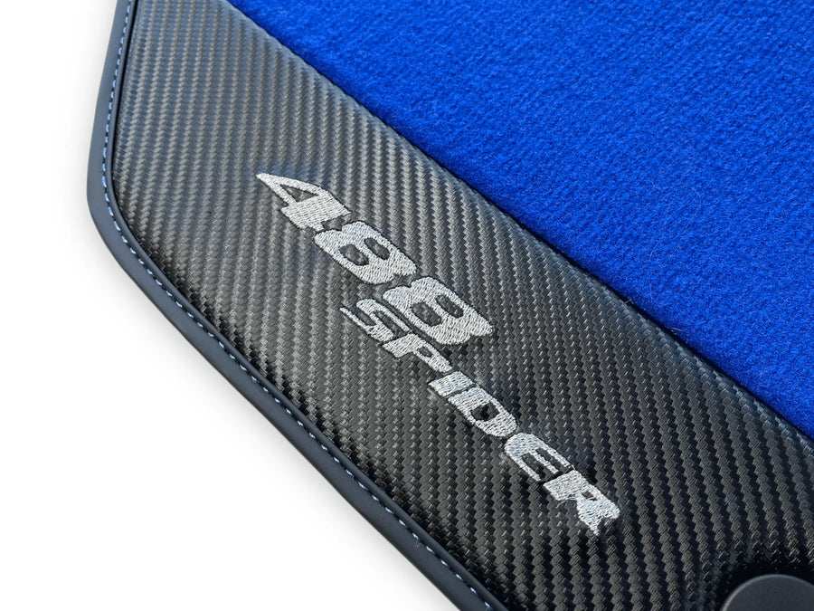 Blå Bilmatter For Ferrari 488 Spider 2015-2022 Karbonlær - AutoWin