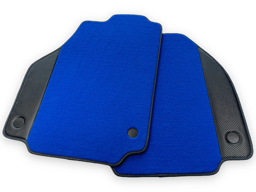 Blue Floor Mats For Ferrari 488 Spider 2015-2022 Carbon Leather - AutoWin