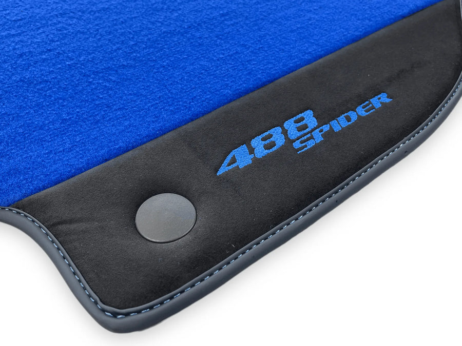 Blue Floor Mats For Ferrari 488 Spider 2015-2022 With Alcantara Leather - AutoWin