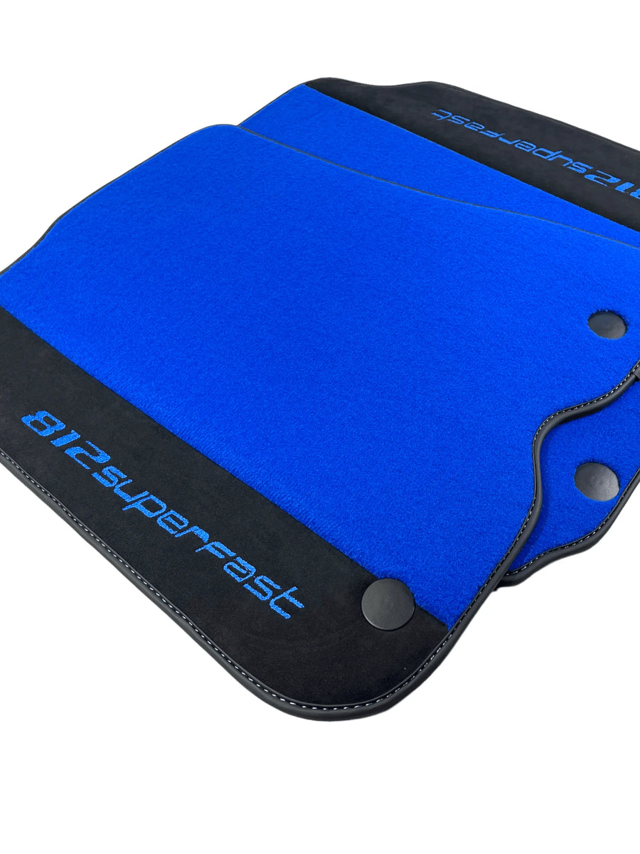 Blue Floor Mats For Ferrari 812 Superfast With Alcantara Leather - AutoWin