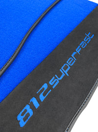 Blue Floor Mats For Ferrari 812 Superfast With Alcantara Leather - AutoWin