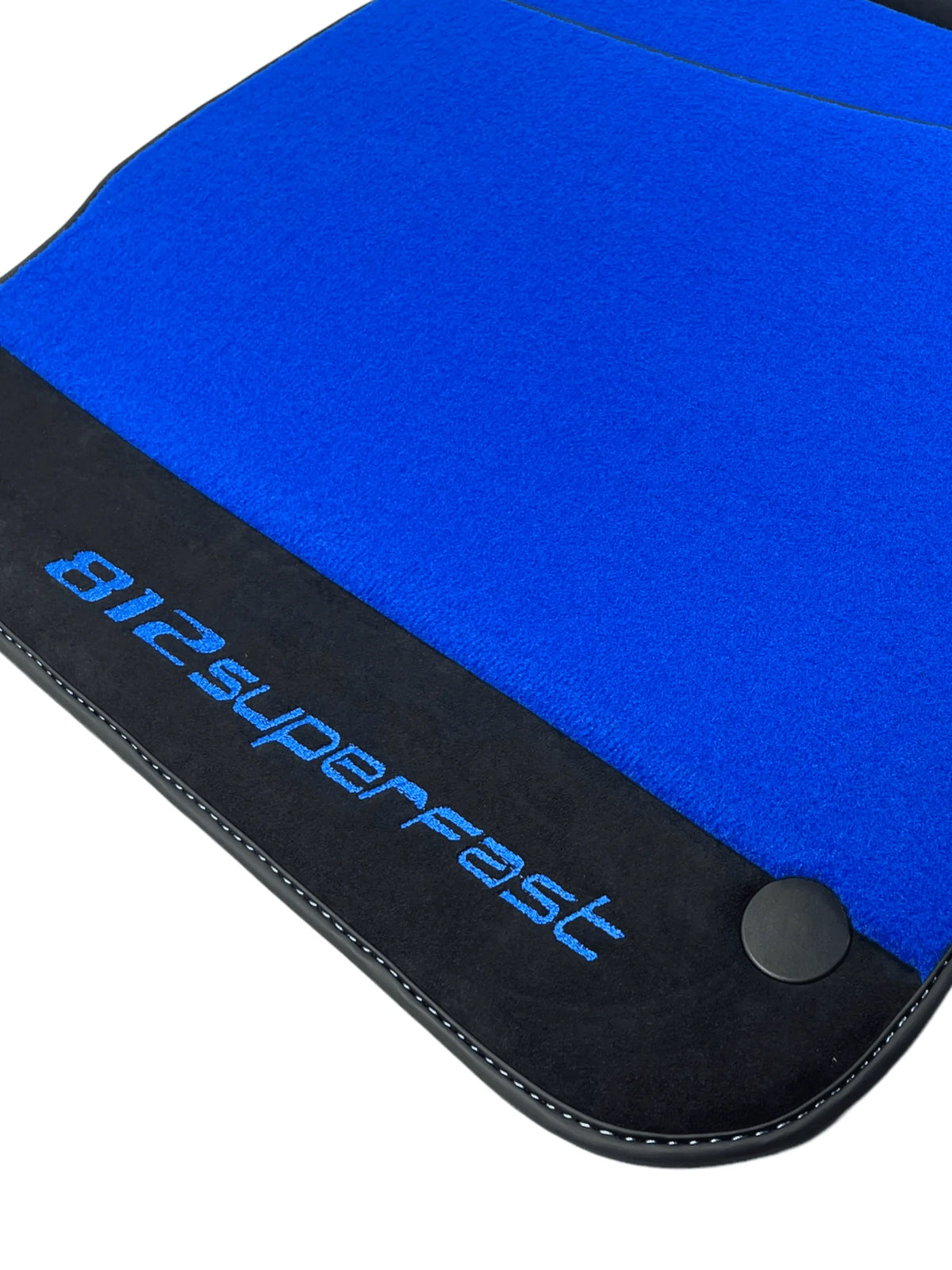 Blue Floor Mats For Ferrari 812 Superfast With Alcantara Leather - AutoWin