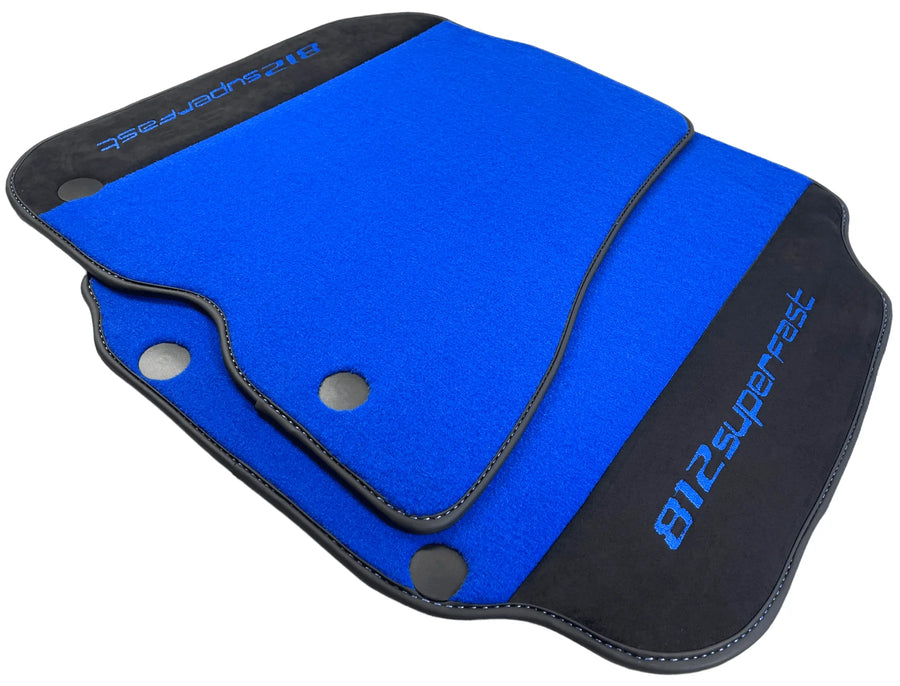 Blue Floor Mats For Ferrari 812 Superfast With Alcantara Leather - AutoWin