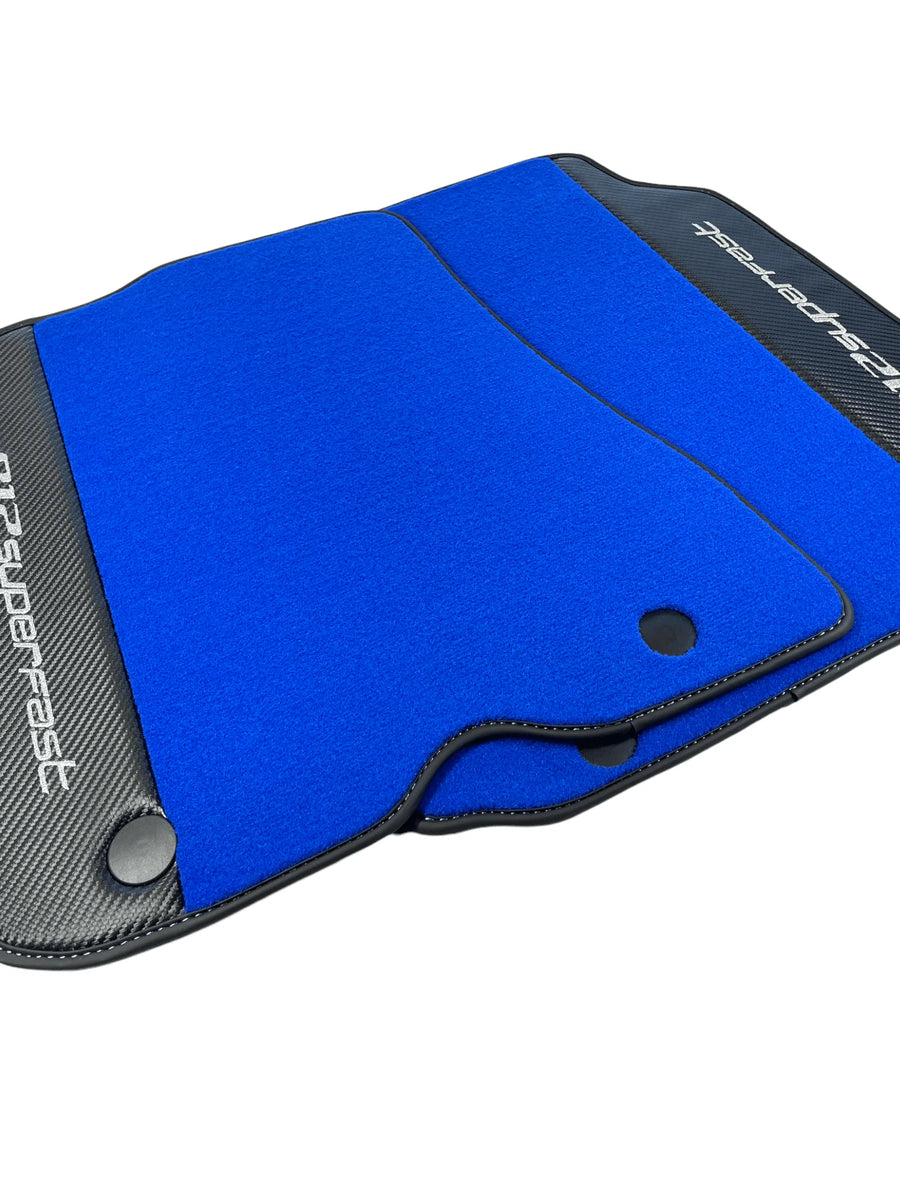 Blue Floor Mats For Ferrari 812 Superfast With Carbon Fiber Leather - AutoWin