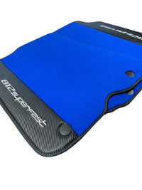 Blue Floor Mats For Ferrari 812 Superfast With Carbon Fiber Leather - AutoWin