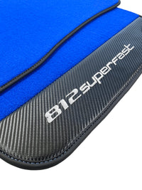 Blue Floor Mats For Ferrari 812 Superfast With Carbon Fiber Leather - AutoWin