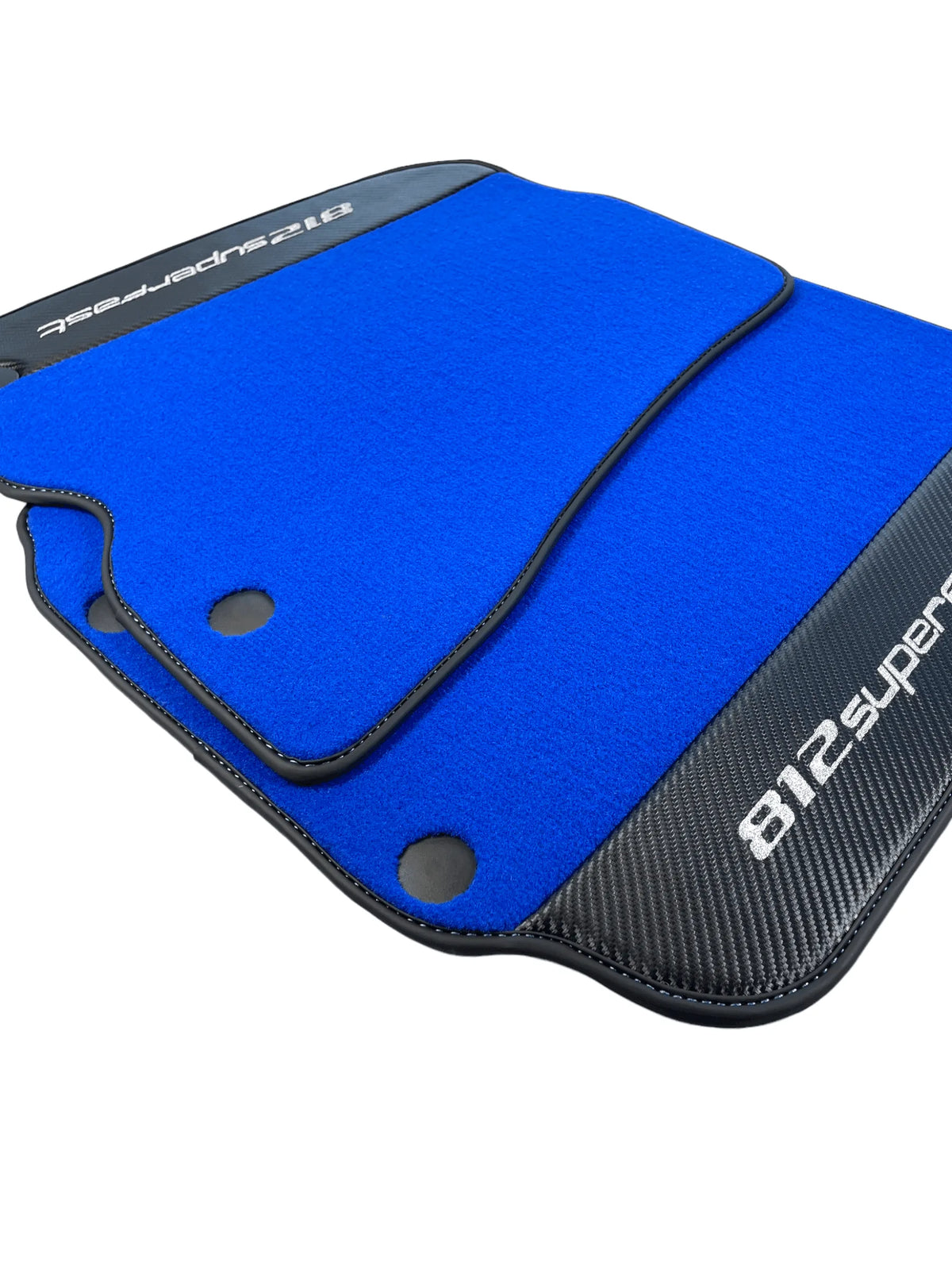 Blue Floor Mats For Ferrari 812 Superfast With Carbon Fiber Leather - AutoWin