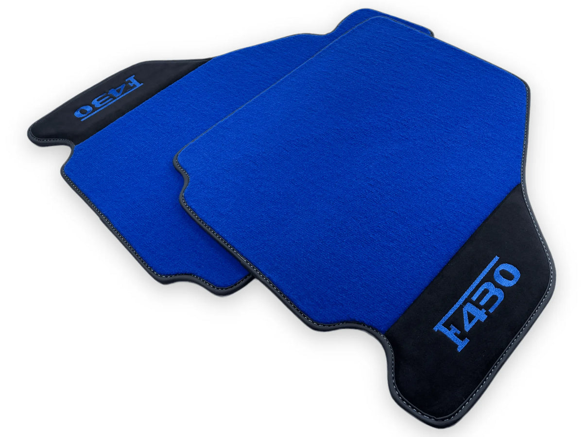 Blå Bilmatter For Ferrari F430 2004-2009 Med Alcantara Lær - AutoWin
