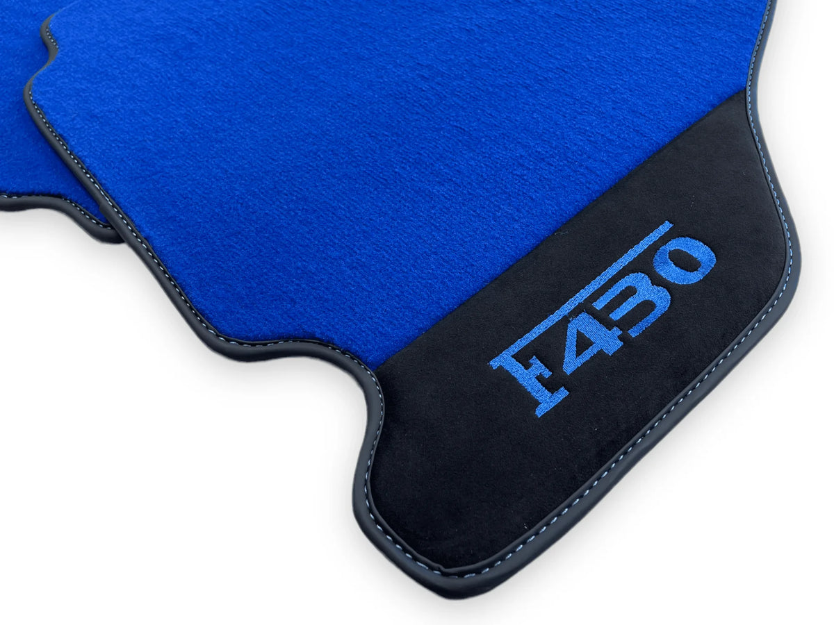 Blå Bilmatter For Ferrari F430 2004-2009 Med Alcantara Lær - AutoWin