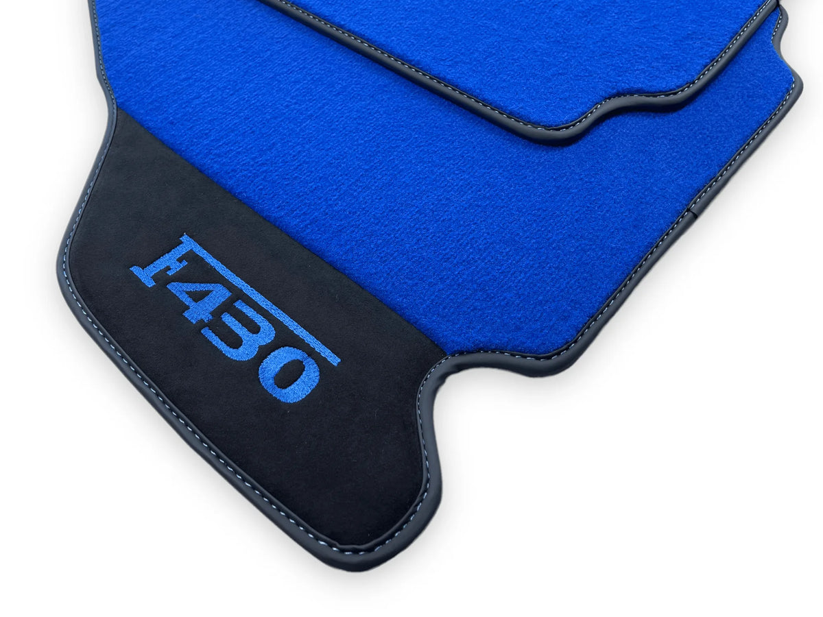 Blå Bilmatter For Ferrari F430 2004-2009 Med Alcantara Lær - AutoWin