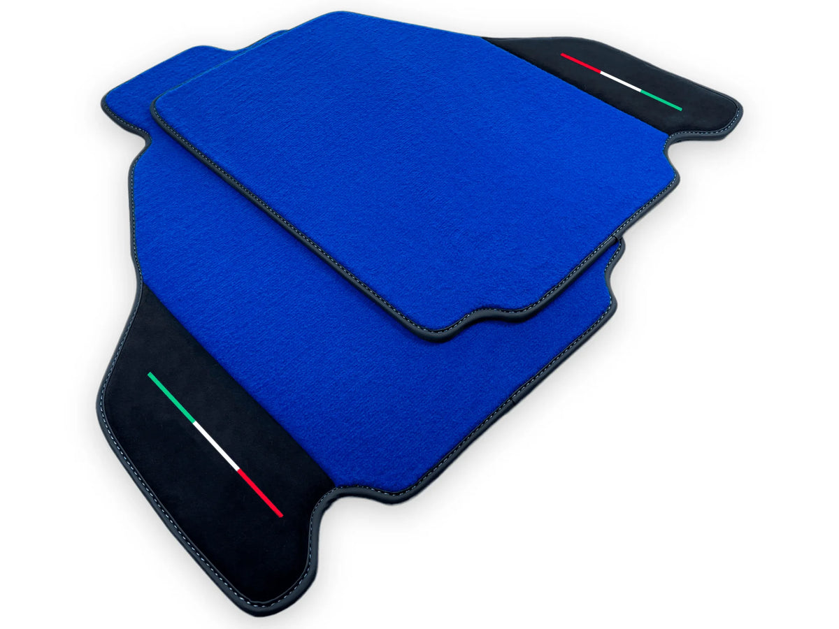 Blue Floor Mats For Ferrari F430 2004-2009 With Alcantara Leather - AutoWin