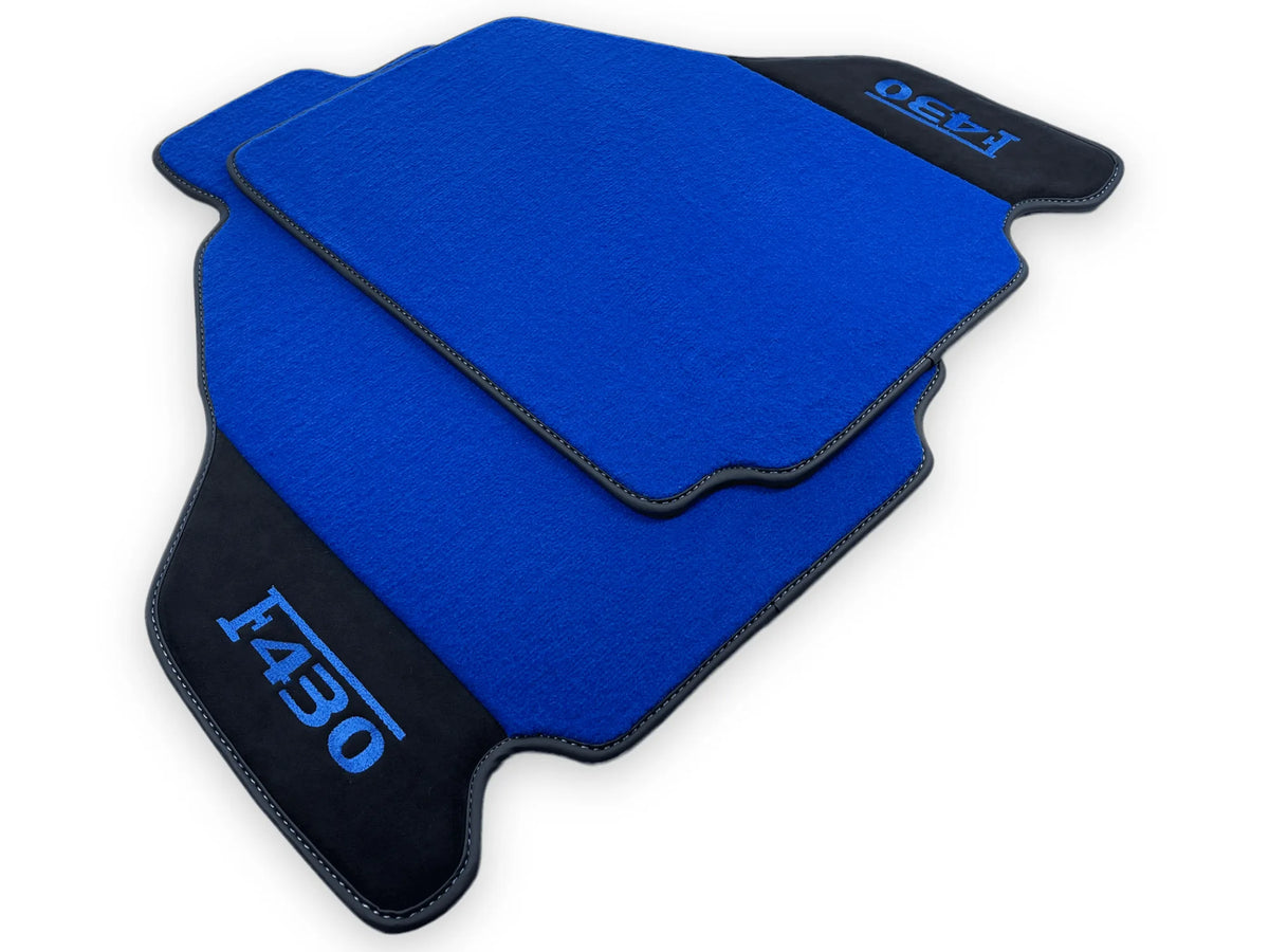 Blå Bilmatter For Ferrari F430 2004-2009 Med Alcantara Lær - AutoWin