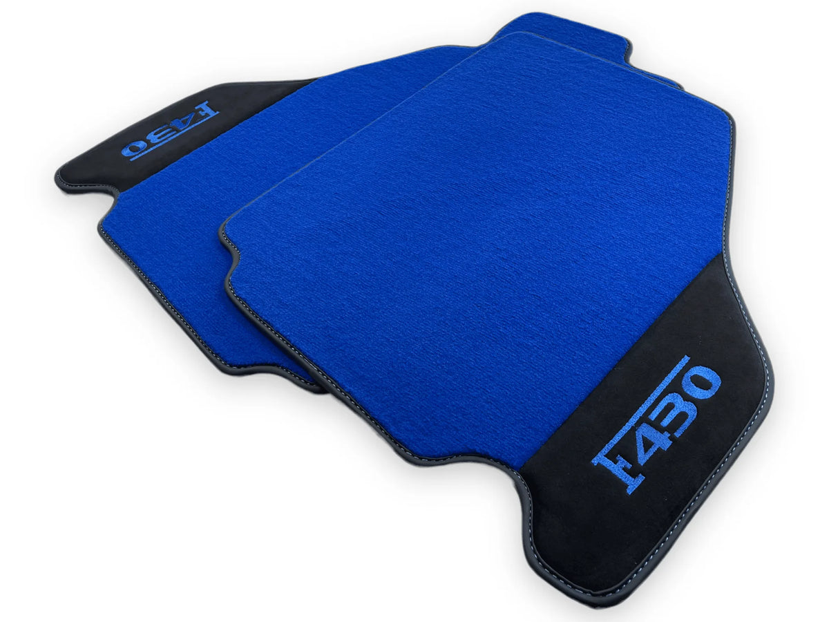 Blå Bilmatter For Ferrari F430 2004-2009 Med Alcantara Lær - AutoWin