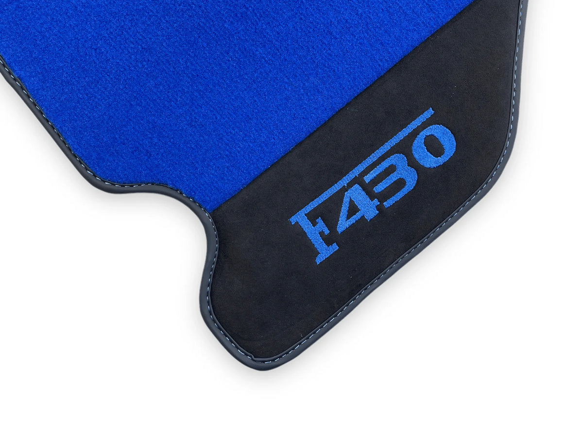 Blå Bilmatter For Ferrari F430 2004-2009 Med Alcantara Lær - AutoWin