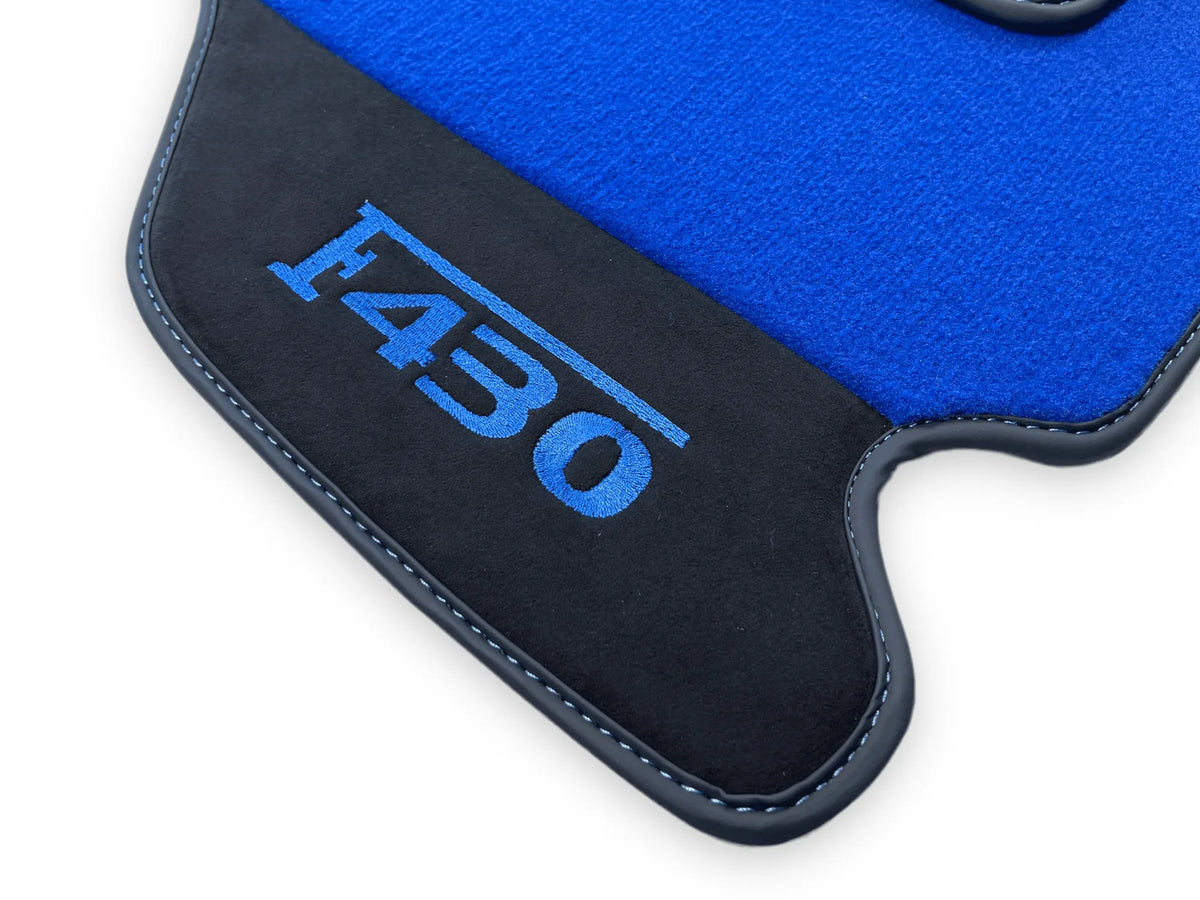 Blå Bilmatter For Ferrari F430 2004-2009 Med Alcantara Lær - AutoWin