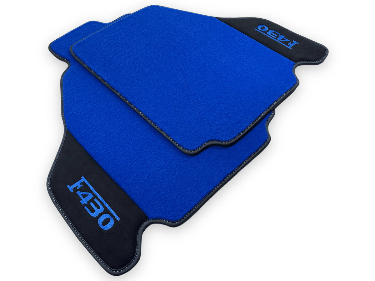 Blå Bilmatter For Ferrari F430 2004-2009 Med Alcantara Lær - AutoWin