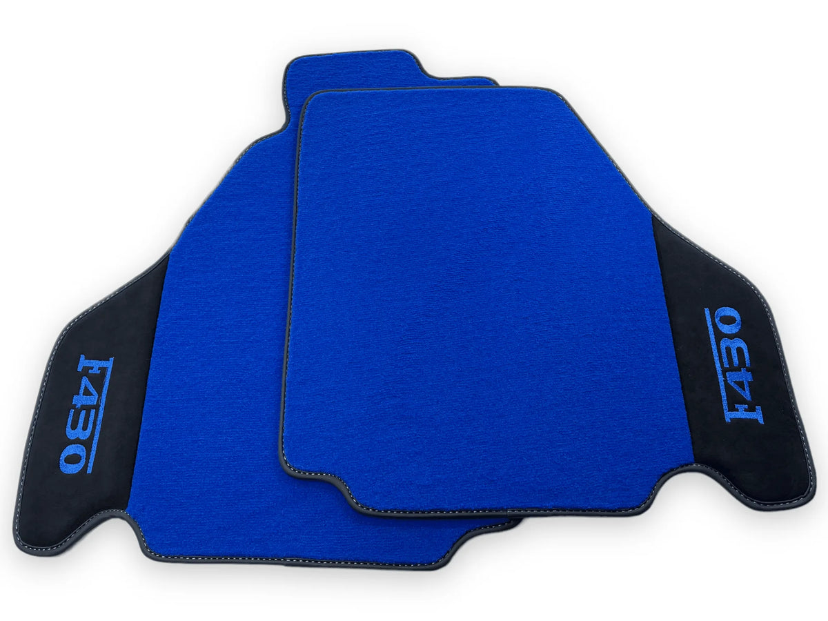 Blå Bilmatter For Ferrari F430 2004-2009 Med Alcantara Lær - AutoWin