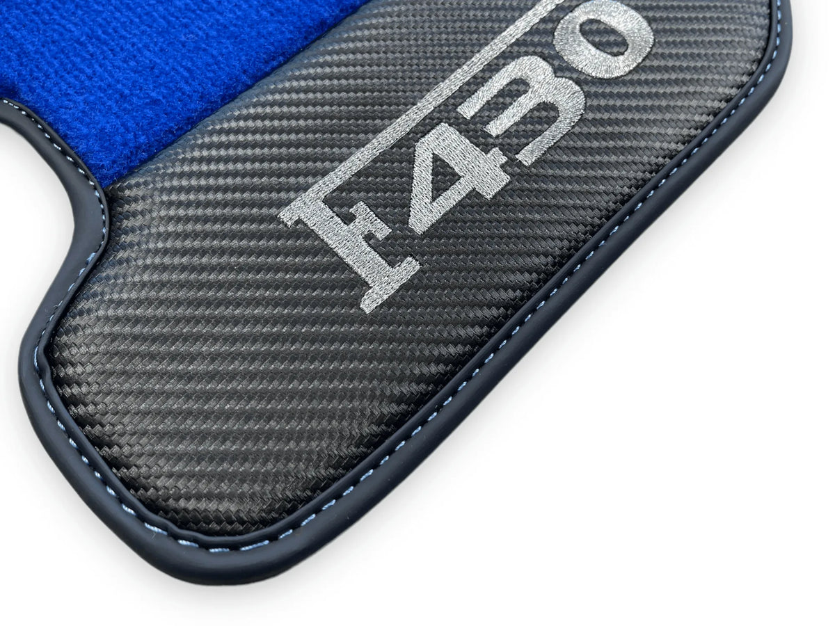Blå Bilmatter For Ferrari F430 2004-2009 Med Karbonfiber Lær - AutoWin