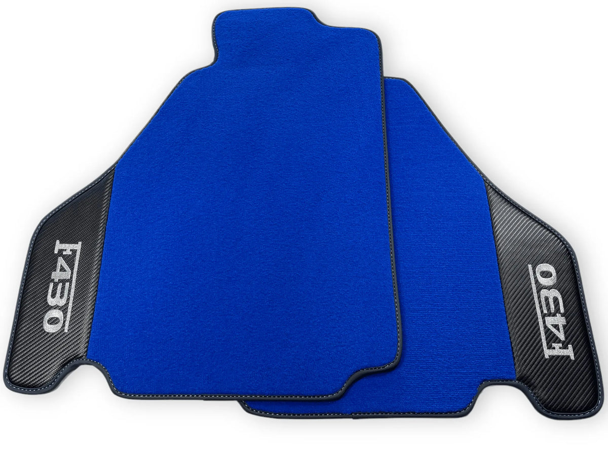 Blå Bilmatter For Ferrari F430 2004-2009 Med Karbonfiber Lær - AutoWin