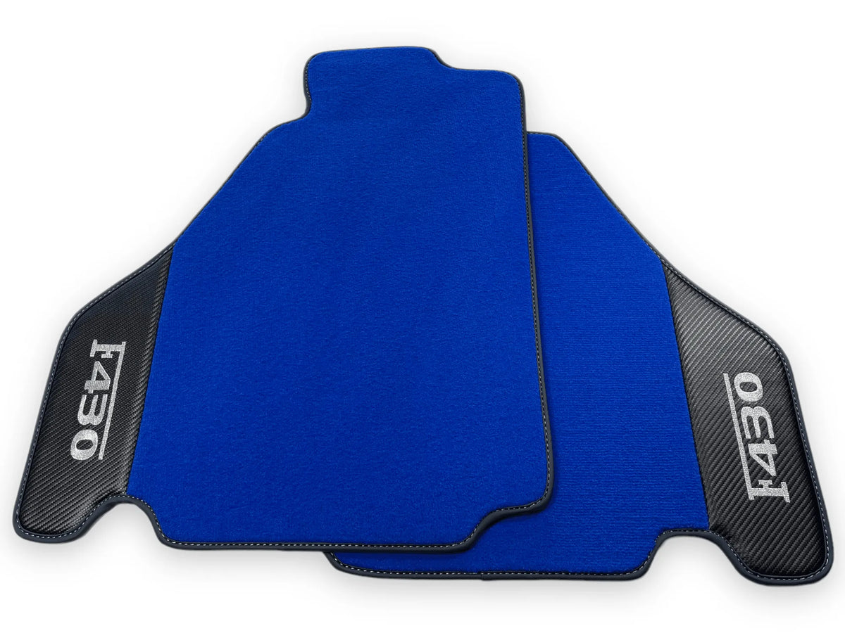 Blå Bilmatter For Ferrari F430 2004-2009 Med Karbonfiber Lær - AutoWin