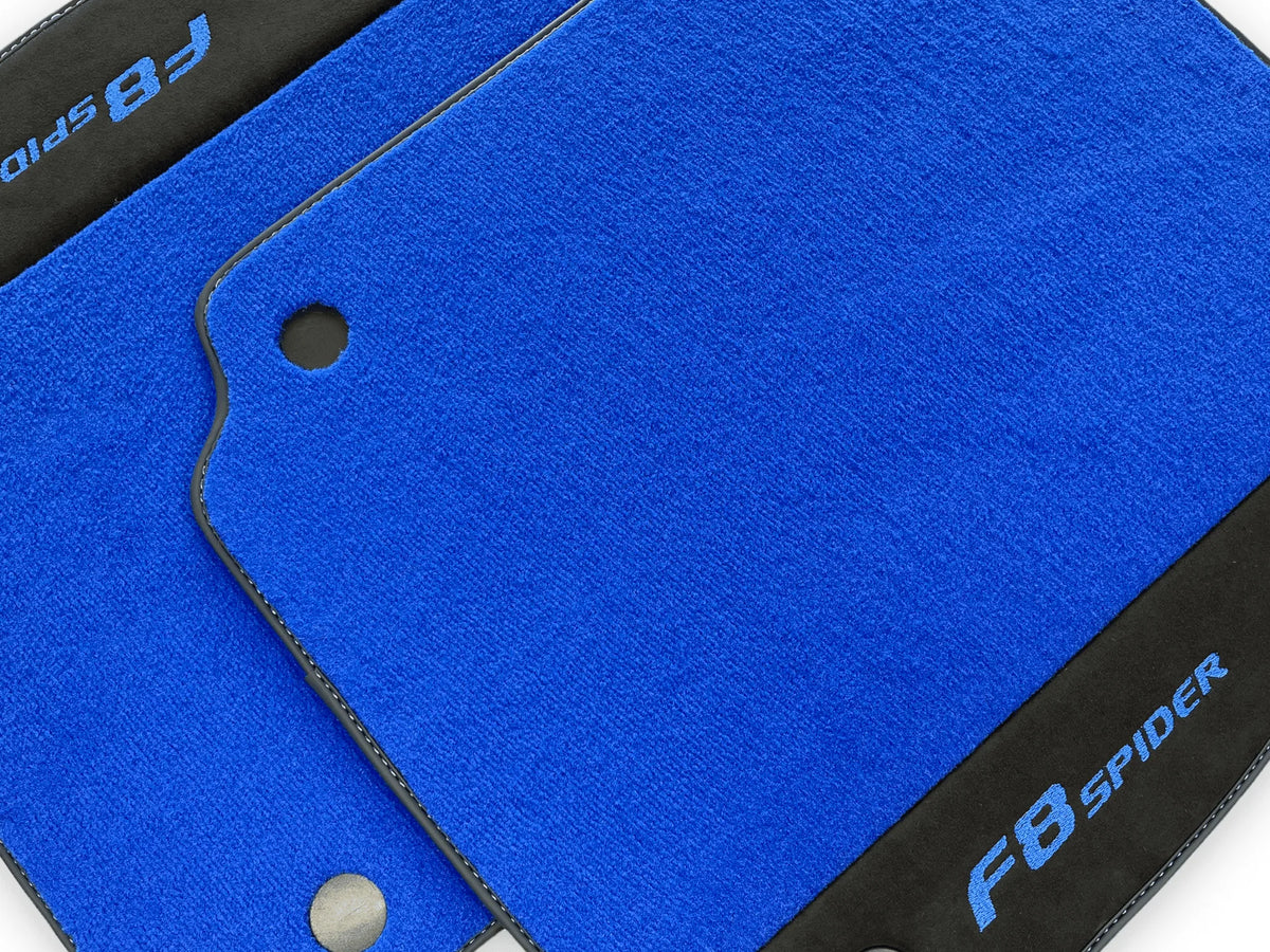 Blå Bilmatter For Ferrari F8 Spider 2019-2022 Med Alcantara - AutoWin