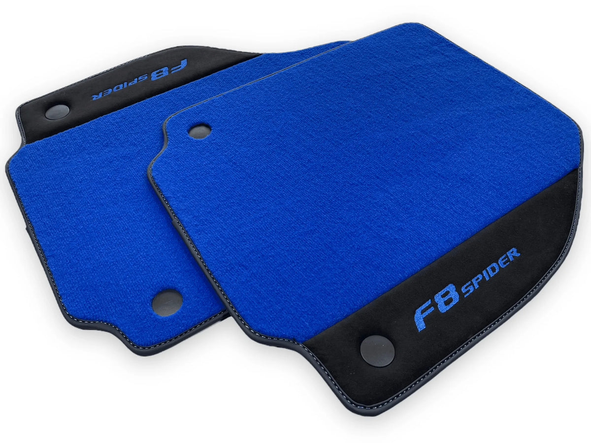 Blå Bilmatter For Ferrari F8 Spider 2019-2022 Med Alcantara - AutoWin