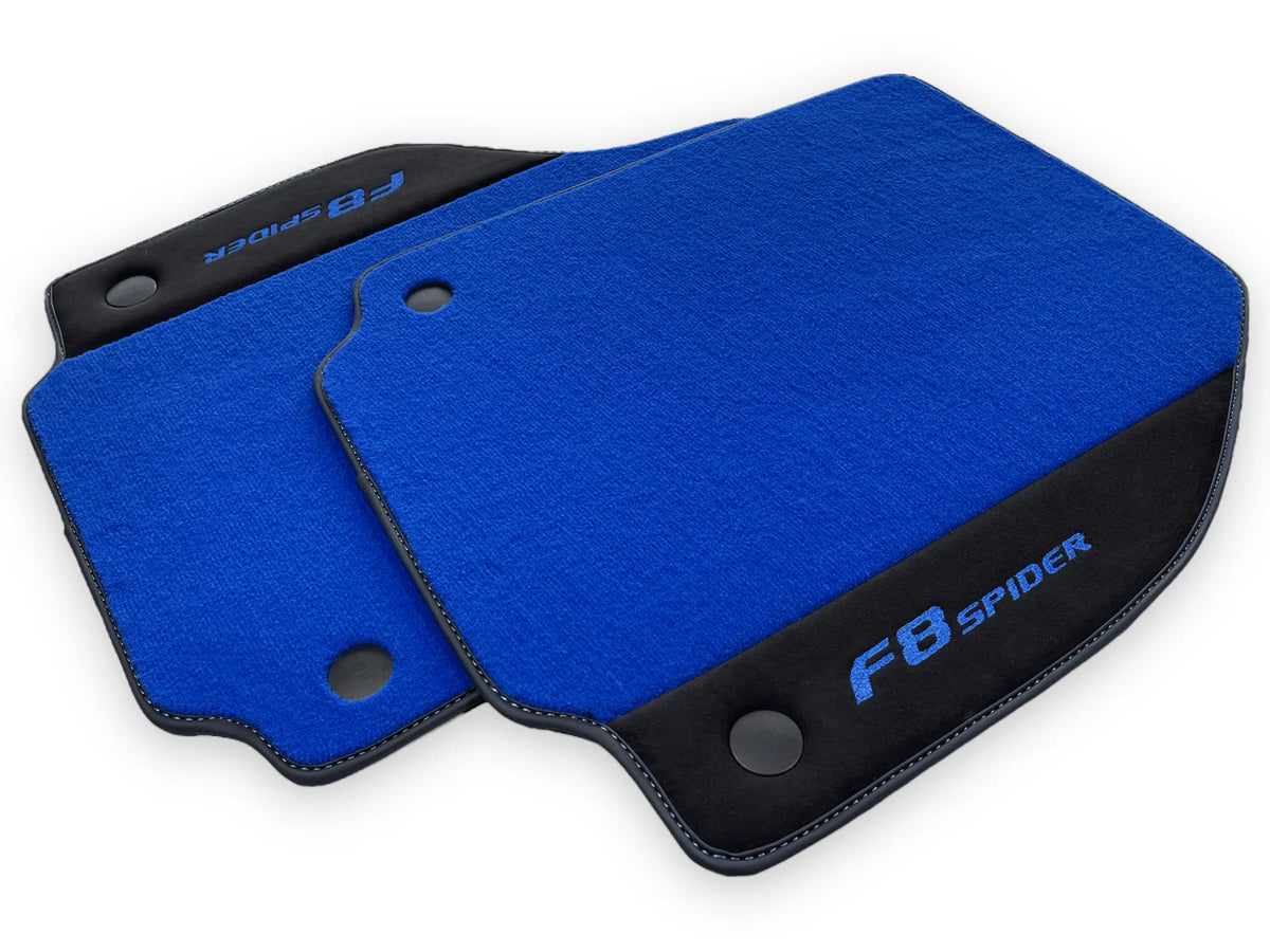 Blå Bilmatter For Ferrari F8 Spider 2019-2022 Med Alcantara - AutoWin