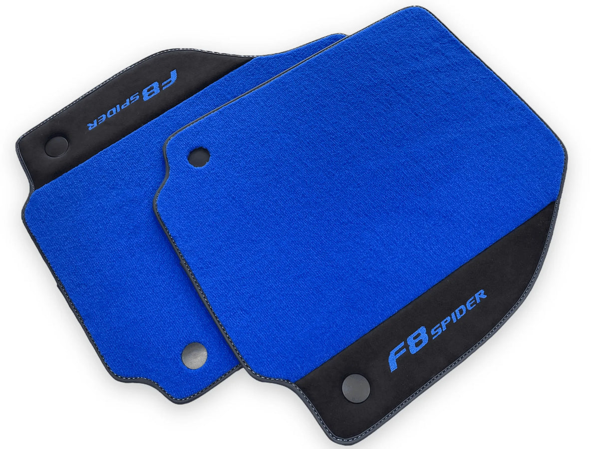Blå Bilmatter For Ferrari F8 Spider 2019-2022 Med Alcantara - AutoWin