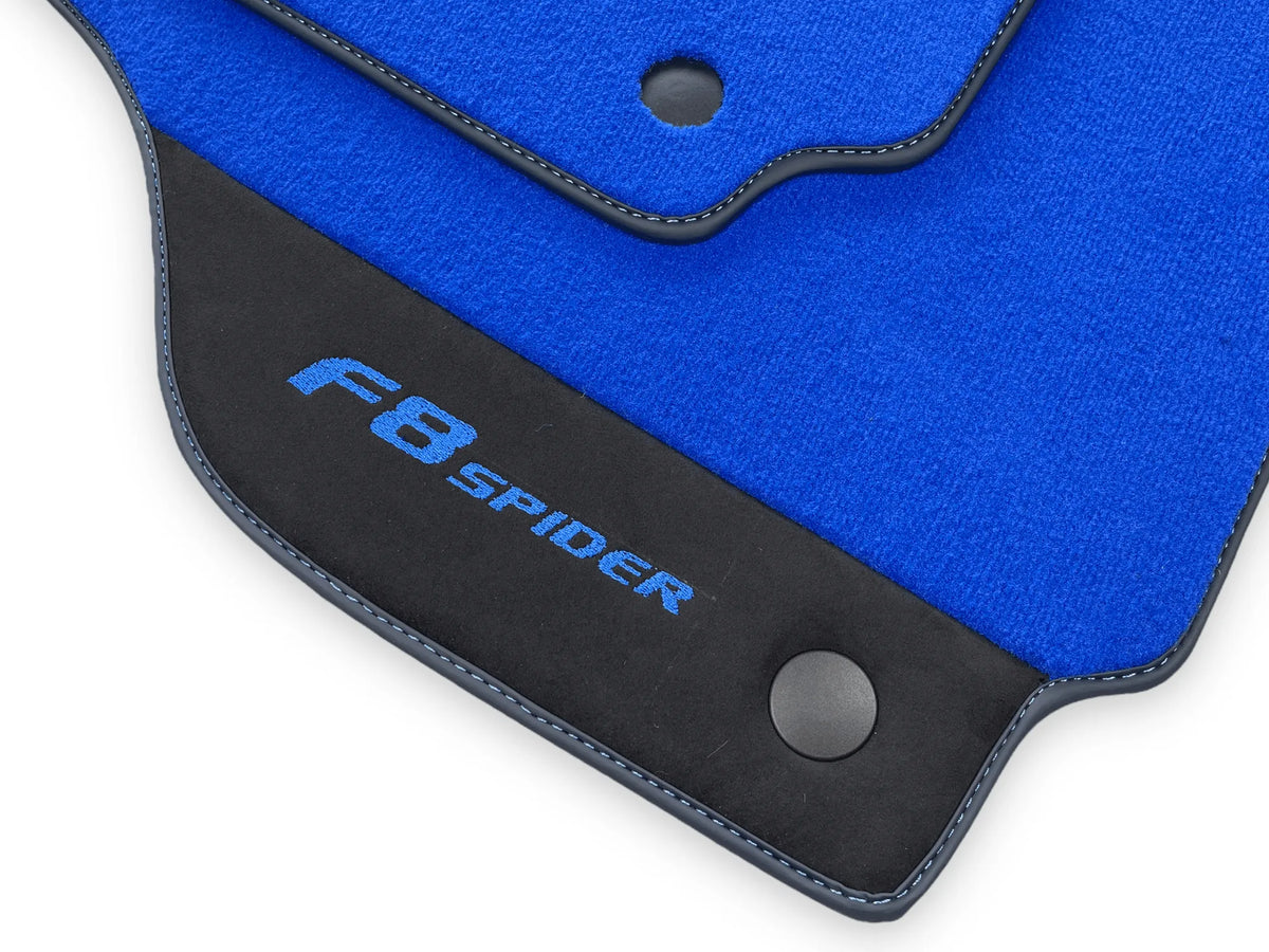 Blå Bilmatter For Ferrari F8 Spider 2019-2022 Med Alcantara - AutoWin