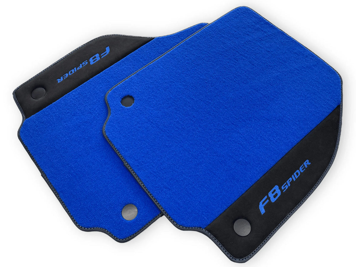Blå Bilmatter For Ferrari F8 Spider 2019-2022 Med Alcantara - AutoWin