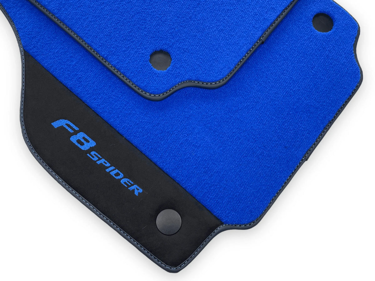 Blå Bilmatter For Ferrari F8 Spider 2019-2022 Med Alcantara - AutoWin