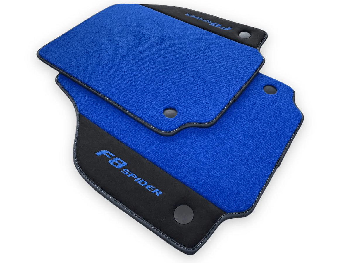 Blå Bilmatter For Ferrari F8 Spider 2019-2022 Med Alcantara - AutoWin