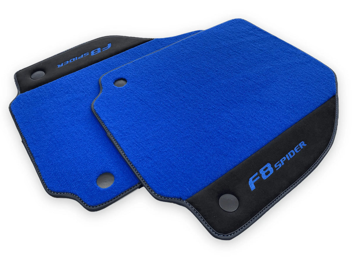 Blå Bilmatter For Ferrari F8 Spider 2019-2022 Med Alcantara - AutoWin