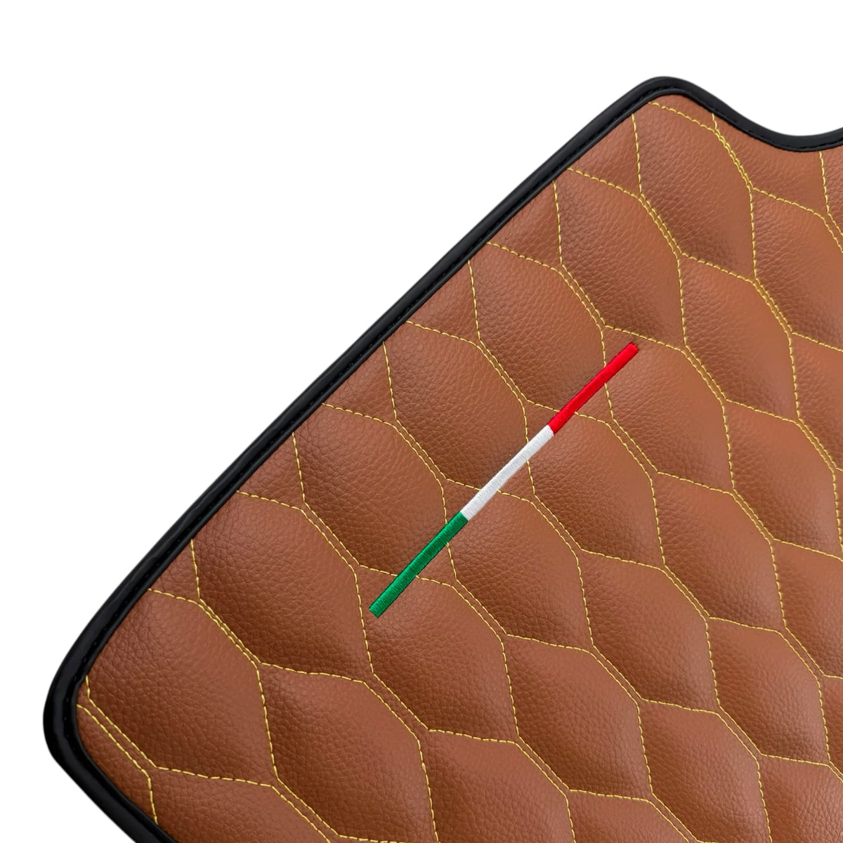 Brown Leather Viper Hex Pattern Floor Mats for Ferrari Purosangue (2023-2027) with Italian Flag