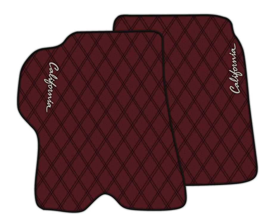 Burgundy Leather Floor Mats for Ferrari California (2008-2014)