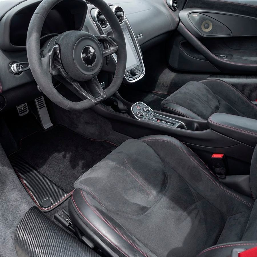 Svarte Bilmatter for McLaren 570S (2015-2021) med karbon lær