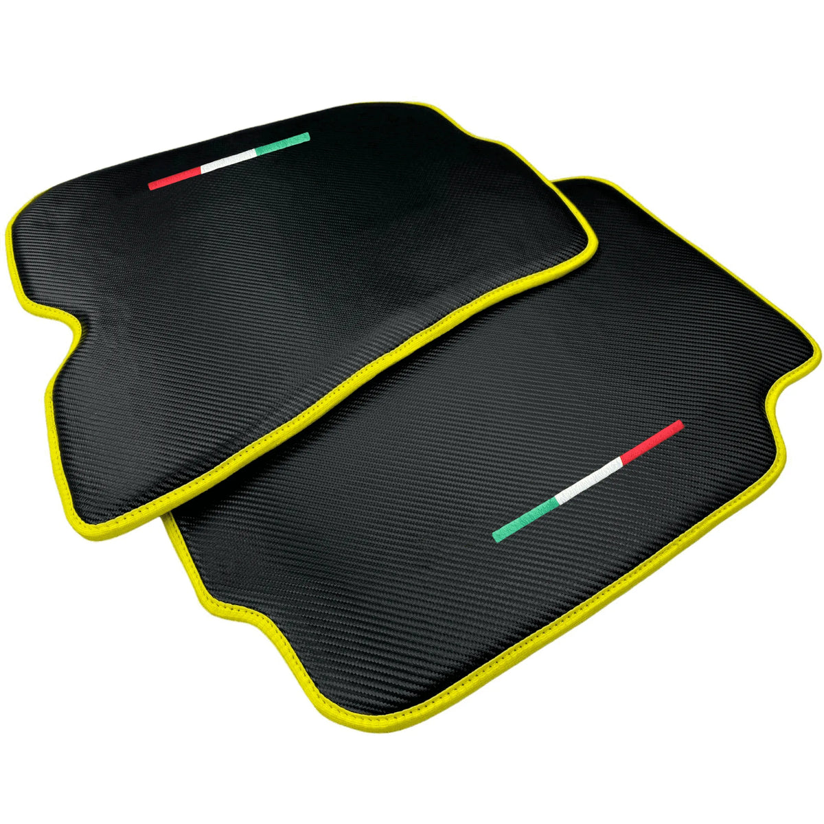 Carbon Fiber Floor Mats for Ferrari F12 Berlinetta (2012-2022) | Yellow Trim - AutoWin