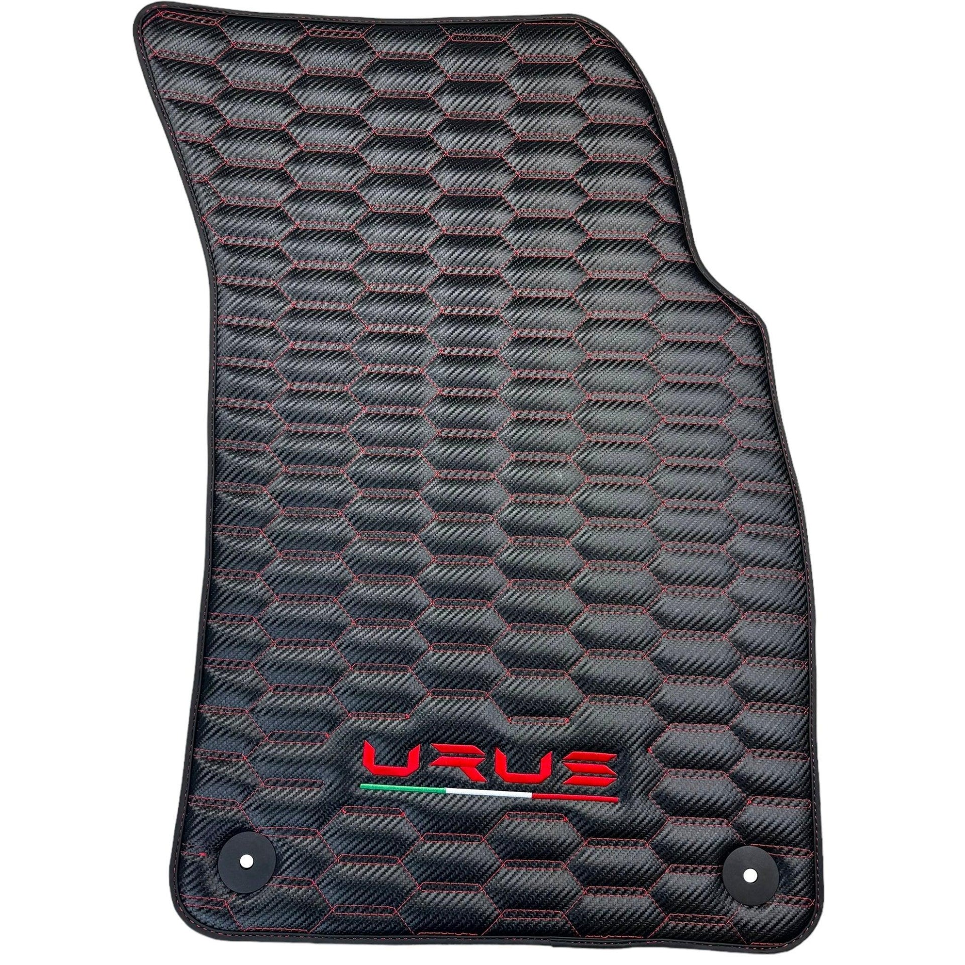 Carbon Fiber Floor Mats for Lamborghini Urus with Red Stitching - AutoWin