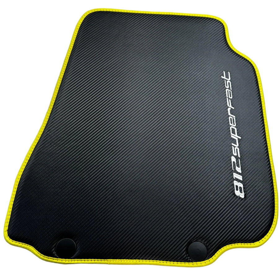Carbon Floor Mats For Ferrari 812 Superfast (2018-2023) with Yellow Trim - AutoWin