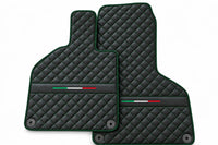 Custom Black Leather Floor Mats for Lamborghini Huracan Perfomante | Green Stitching Dark Green trim
