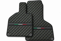 Custom Black Leather Floor Mats for Lamborghini Huracan Perfomante | Green Stitching Black trim