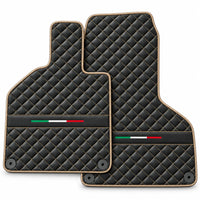Custom Black Leather Floor Mats for Lamborghini Huracan Perfomante | Green Stitching Beige trim