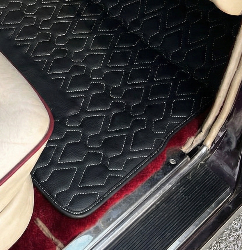 Custom Black Leather Floor Mats for Rolls-Royce Shadow (1965-1977)